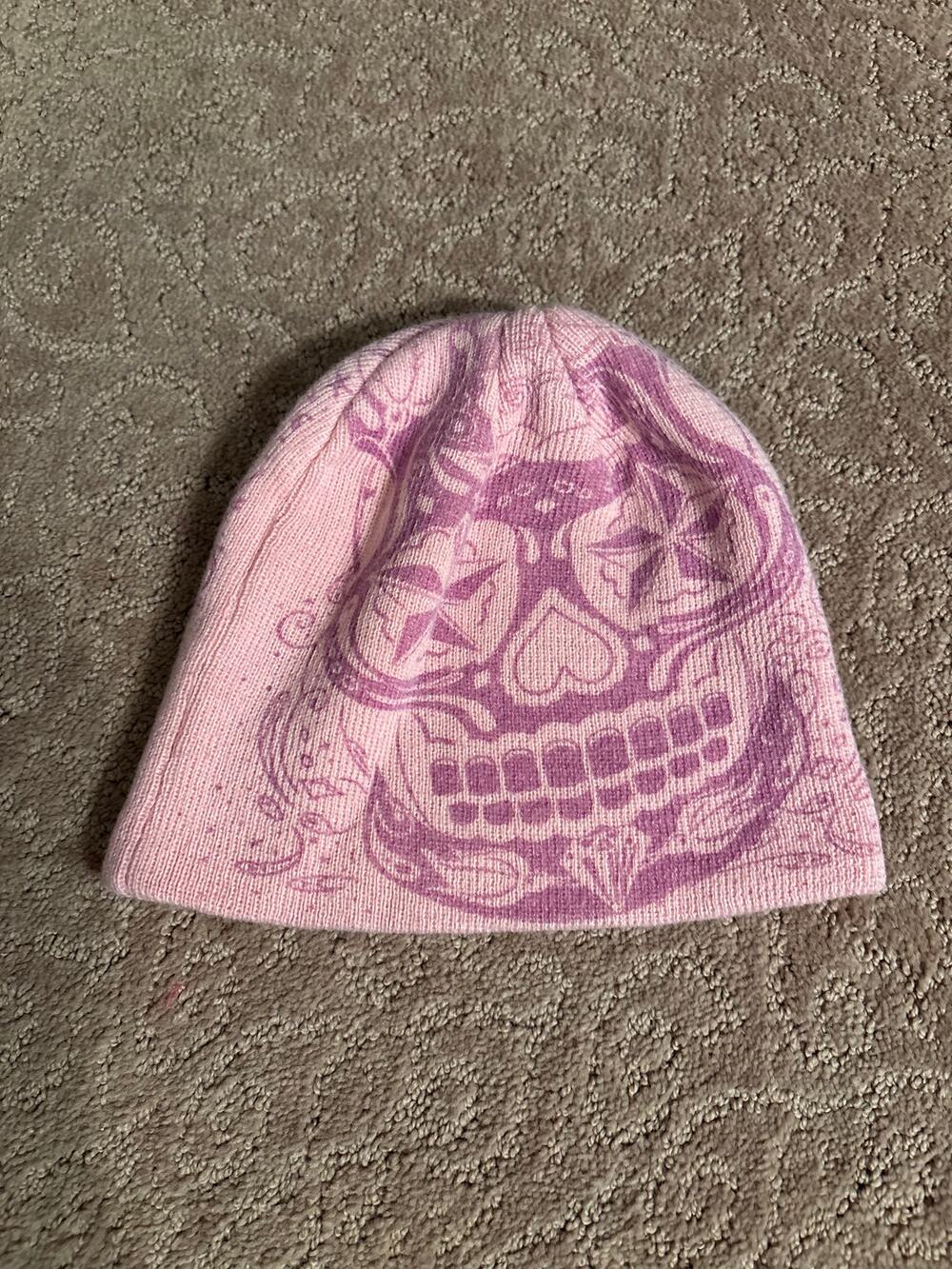 Hot Leathers Pink Skull Skater Beanie